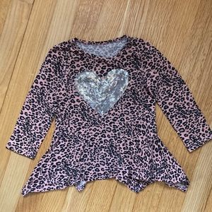 Pink Leopard Sequin Heart Shirt